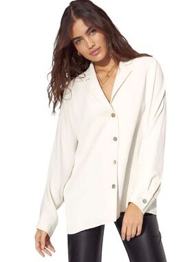 Aritzia Wilfred Freeform Relaxed Button-Up Shirt Cream Sz S